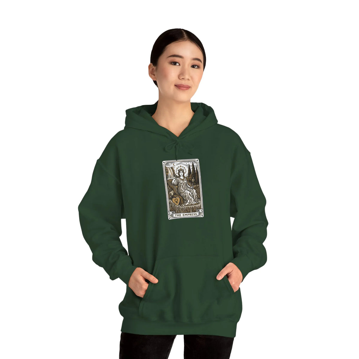 The Empress Tarot Card Hoodie - Heavyweight Cotton Blend Pullover - Unisex Ash