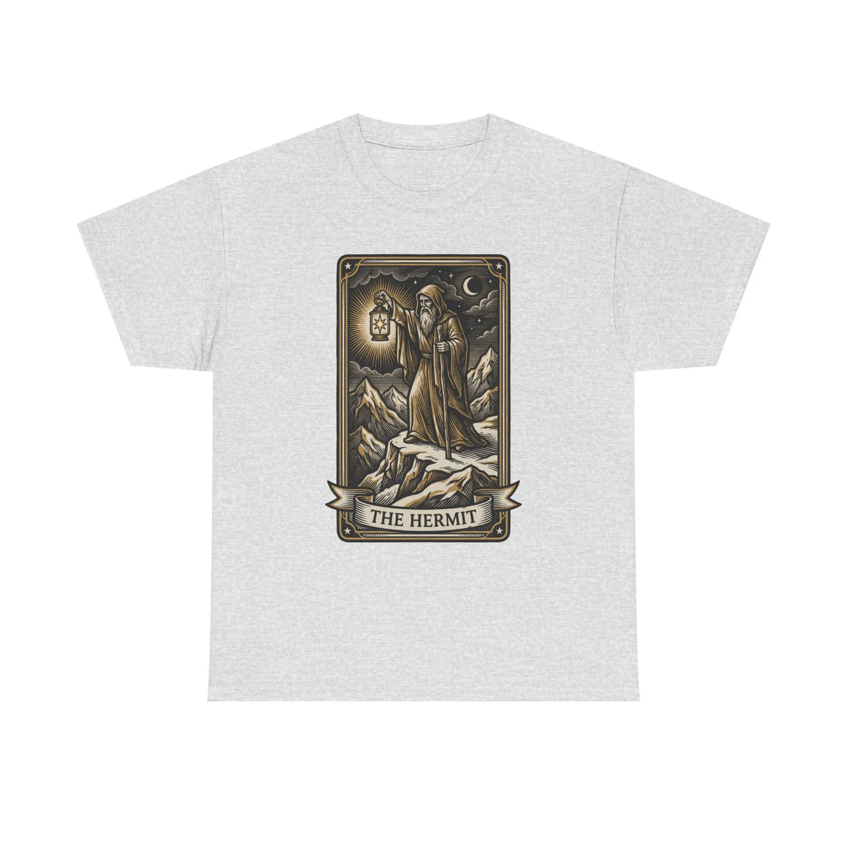 The Hermit Tarot T-Shirt - Medium Weight Cotton Classic Tee - Unisex White