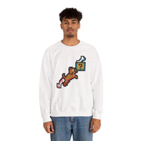 Fetch Quest 8-Bit Pixel Gaming Dog Sweatshirt - Heavy Blend Cotton Polyester Crewneck - Unisex White