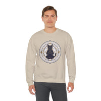Sacred Geometry Meditating Cat Sweatshirt - Classic Fit Fleece Crewneck - Unisex White