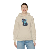 Hagalaz Rune Stone Graphic Hoodie - Heavy Blend Fleece Pullover - Unisex White