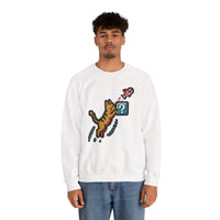 8-Bit Pixel Gaming Cats Sweatshirt - Heavy Blend Fleece Crewneck - Unisex White