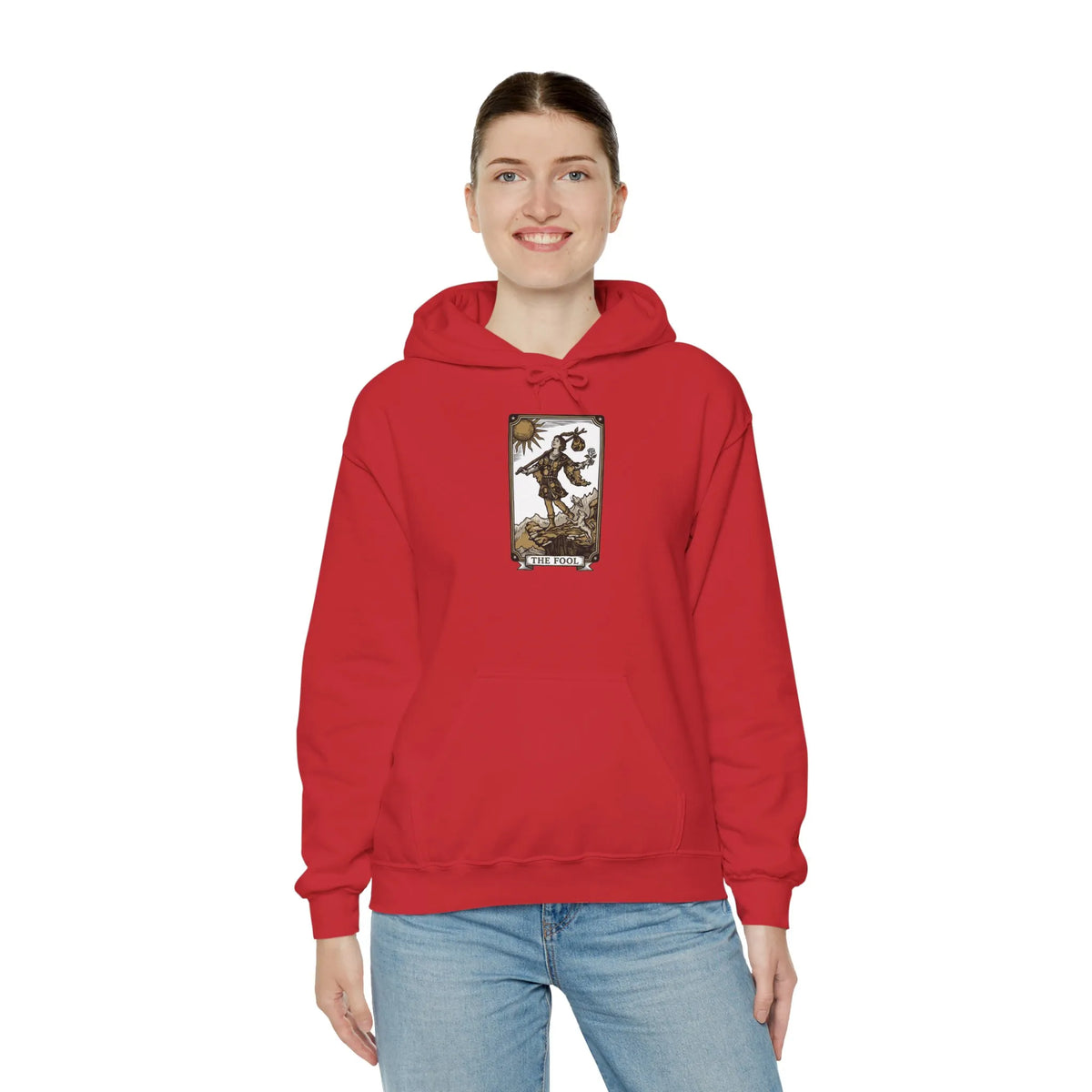 The Fool Tarot Card Hoodie - Heavy Blend Cotton Blend Pullover - Unisex White