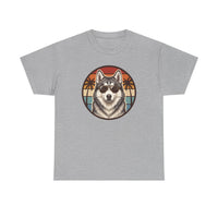 Siberian Husky Aviator Sunset T-Shirt - Heavyweight Classic Fit Cotton Tee - Unisex White