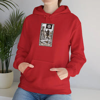 Death Tarot Card Graphic Hoodie - Medium-Heavy Cotton-Poly Blend Pullover - Unisex White