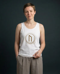 Uruz Rune Vitality Power Tank Top - Lightweight Combed Cotton Jersey - Unisex White