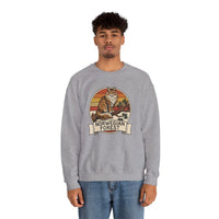 Norwegian Forest Cat Retro Sunset Sweatshirt - Heavy Blend Fleece Crewneck - Unisex White