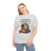 8-Bit Pixel Gaming Dog T-Shirt - Heavy Cotton Classic Fit Tee - Unisex White