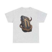 Uruz Rune Wild Ox Strength T-Shirt - Heavy Cotton Classic Fit Tee - Unisex White