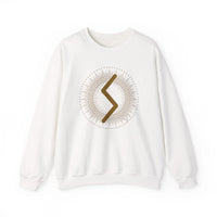 Sowulo Rune Sun Graphic Sweatshirt - Heavy Cotton Blend Crewneck - Unisex White