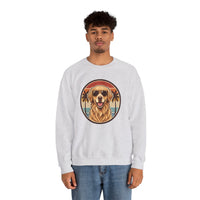 Golden Retriever Sunset Sweatshirt - Heavy Blend Cotton Poly Crewneck - Unisex White