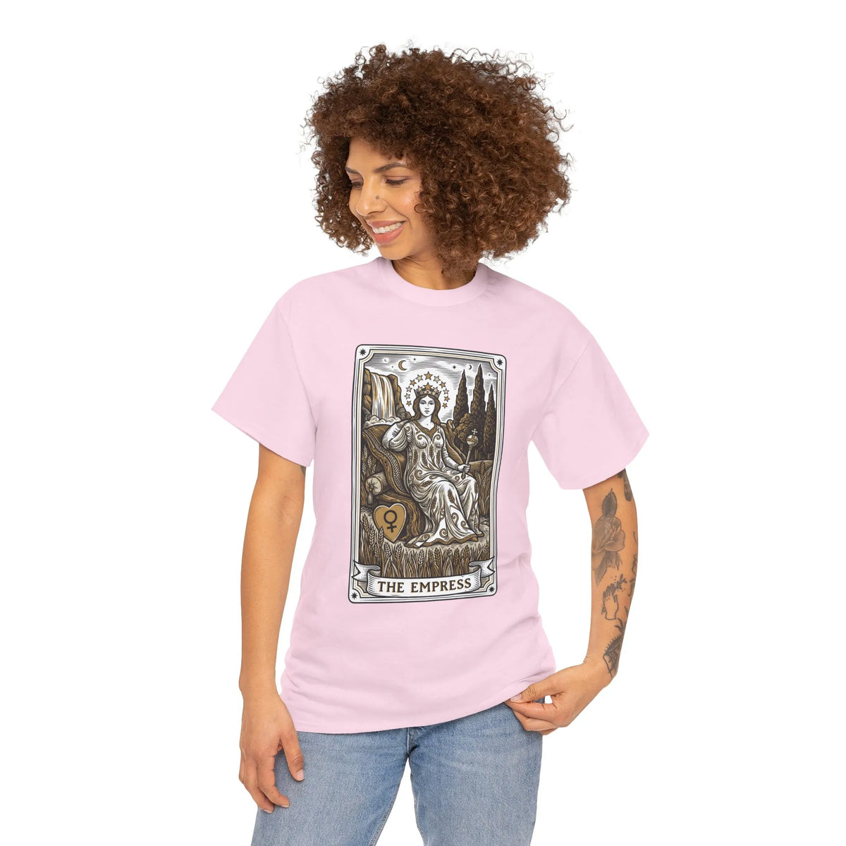 Empress Tarot Card Graphic T-Shirt - Heavy Cotton Classic Fit Tee - Unisex White
