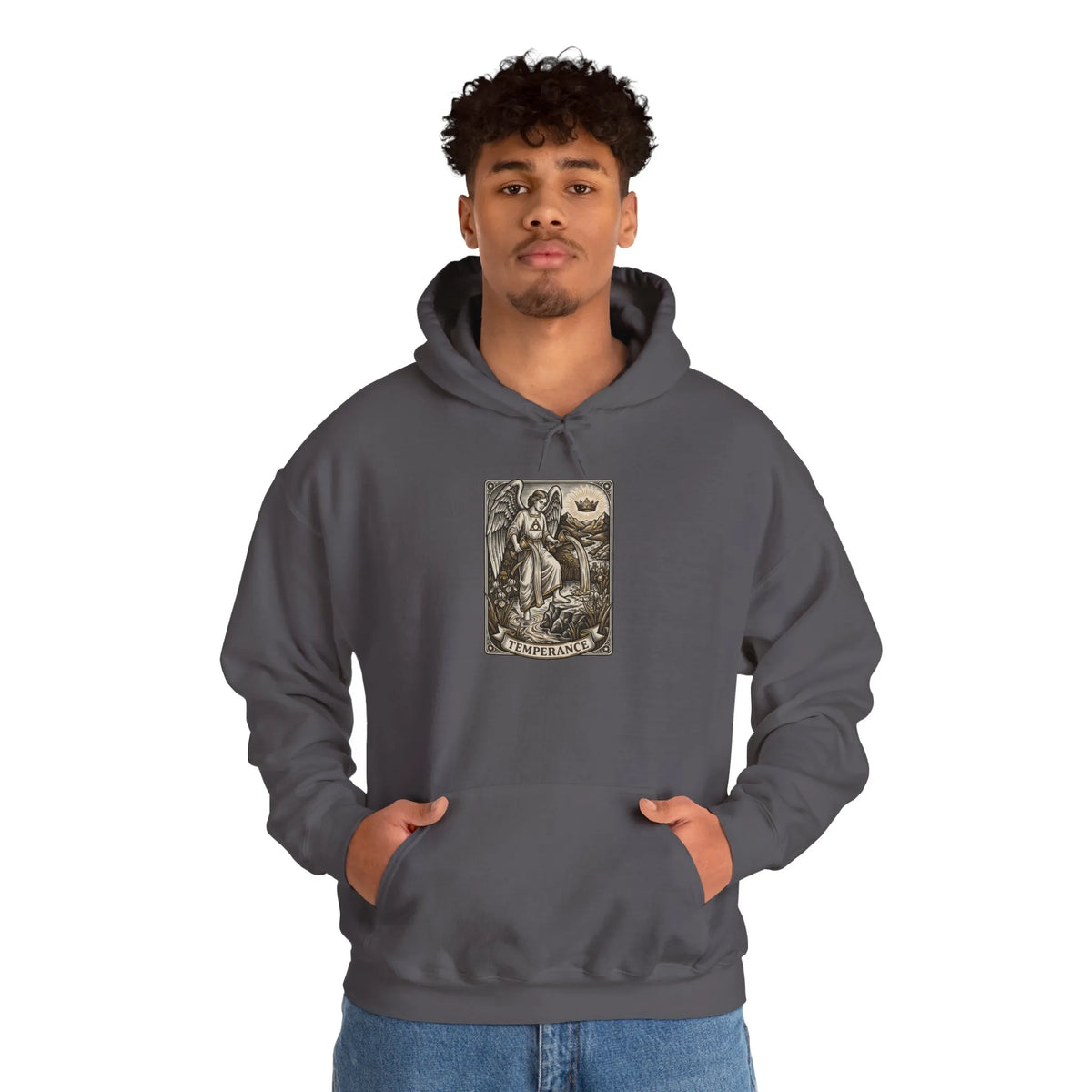 Temperance Tarot Card Hoodie - Heavy Blend Fleece Pullover - Unisex White
