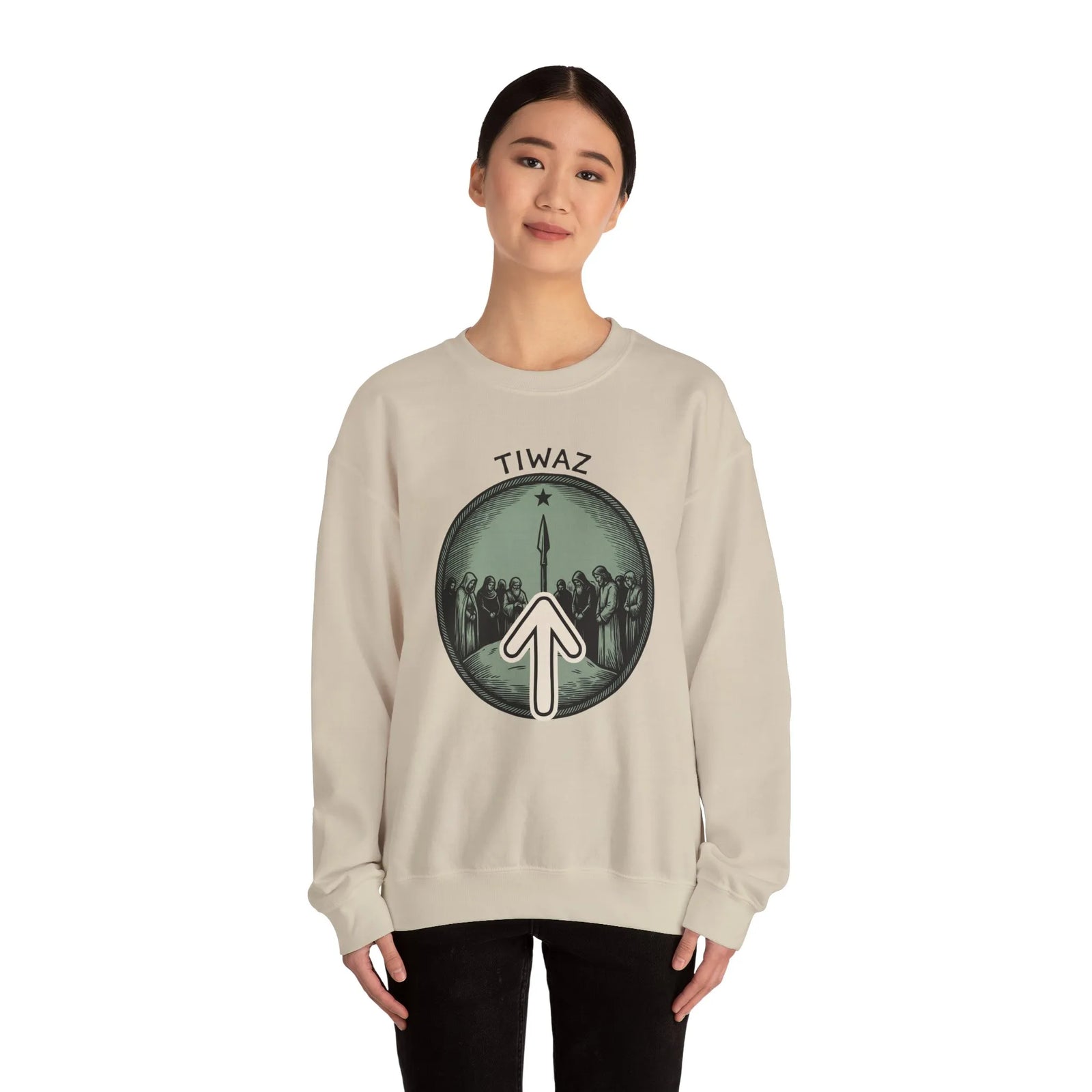 Tiwaz Rune Justice Judgment Sweatshirt - Heavy Blend Fleece Crewneck - Unisex Ash Gray