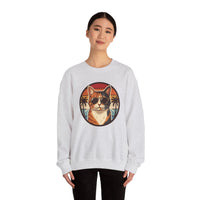 Calico Cool Cats 70s Sunset Aviators Sweatshirt - Medium Heavyweight Fleece Crewneck - Unisex White