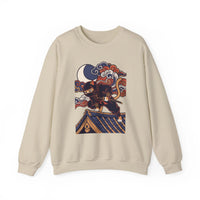 Ninja Cat Ukiyo-e Samurai Sweatshirt - Soft Heavyweight Fleece Crewneck - Unisex White