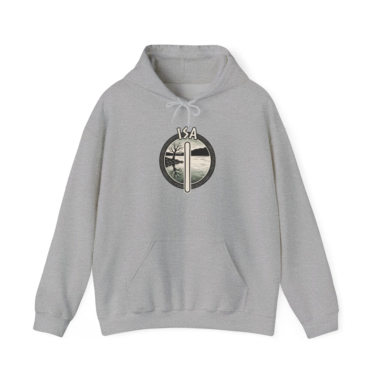 Isa Rune Ice Stillness Hoodie - Heavy Blend Fleece Pullover - Unisex White