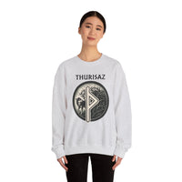 Norse Thurisaz Rune Wolf Sweatshirt - Heavy Blend Fleece Crewneck - Unisex Off White