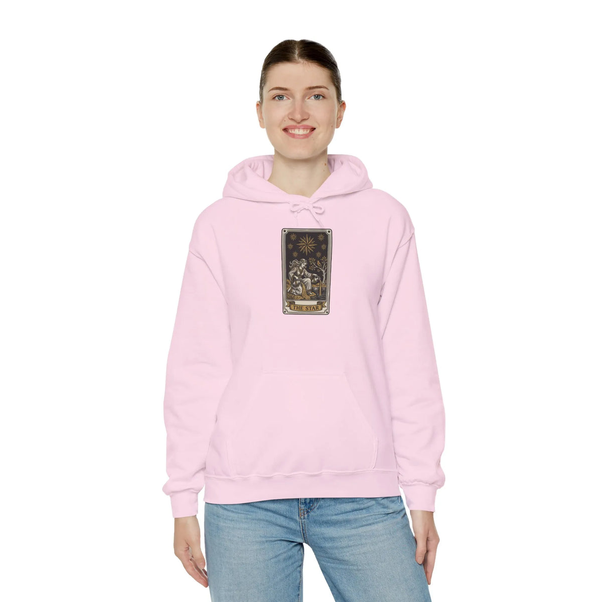 The Star Tarot Card Hoodie - Cozy Heavy Blend Fleece Pullover - Unisex White