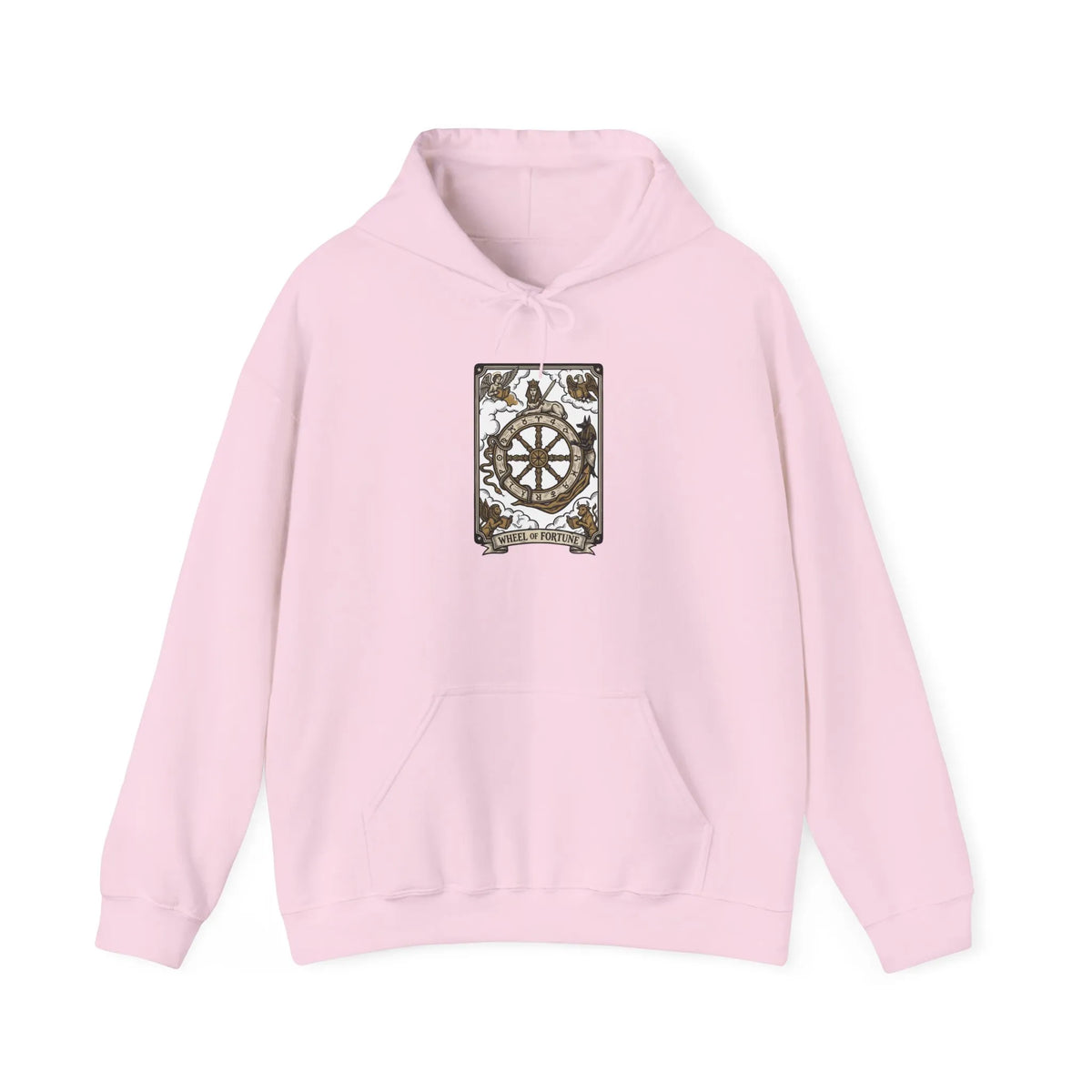 Wheel of Fortune Tarot Card Hoodie - Soft Fleece Blend Pullover - Unisex Off White
