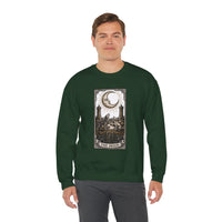 Moon Tarot Card Wolves Graphic Sweatshirt - Heavy Blend Fleece Crewneck - Unisex White