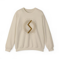 Sowulo Rune Sun Graphic Sweatshirt - Heavy Cotton Blend Crewneck - Unisex White