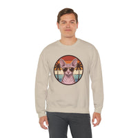 Sphynx Cat 70s Sunset Aviator Sweatshirt - Heavyweight Cotton Blend Crewneck - Unisex White