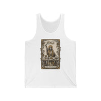 Tarot Card Magician Graphic Tank Top - Retail Fit Combed Cotton Jersey - Unisex White