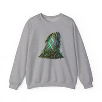 Othala Rune Ancient Stone Sweatshirt - Heavy Blend Cotton Polyester Crewneck - Unisex White
