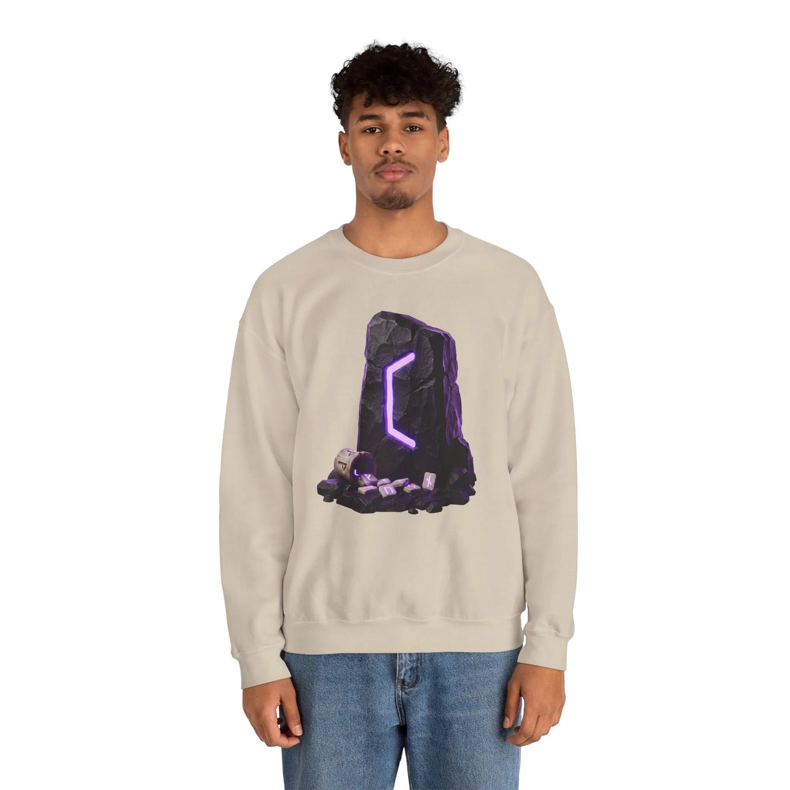 Perthro Rune Mystery Sweatshirt - Durable Cotton Poly Blend Crewneck - Unisex White