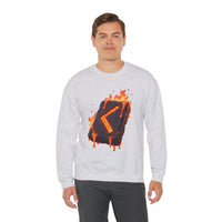 Kenaz Rune Fire Graphic Sweatshirt - Heavy Blend Fleece Crewneck - Unisex White