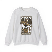 Devil Tarot Card Graphic Sweatshirt - Heavy Blend Fleece Crewneck - Unisex White
