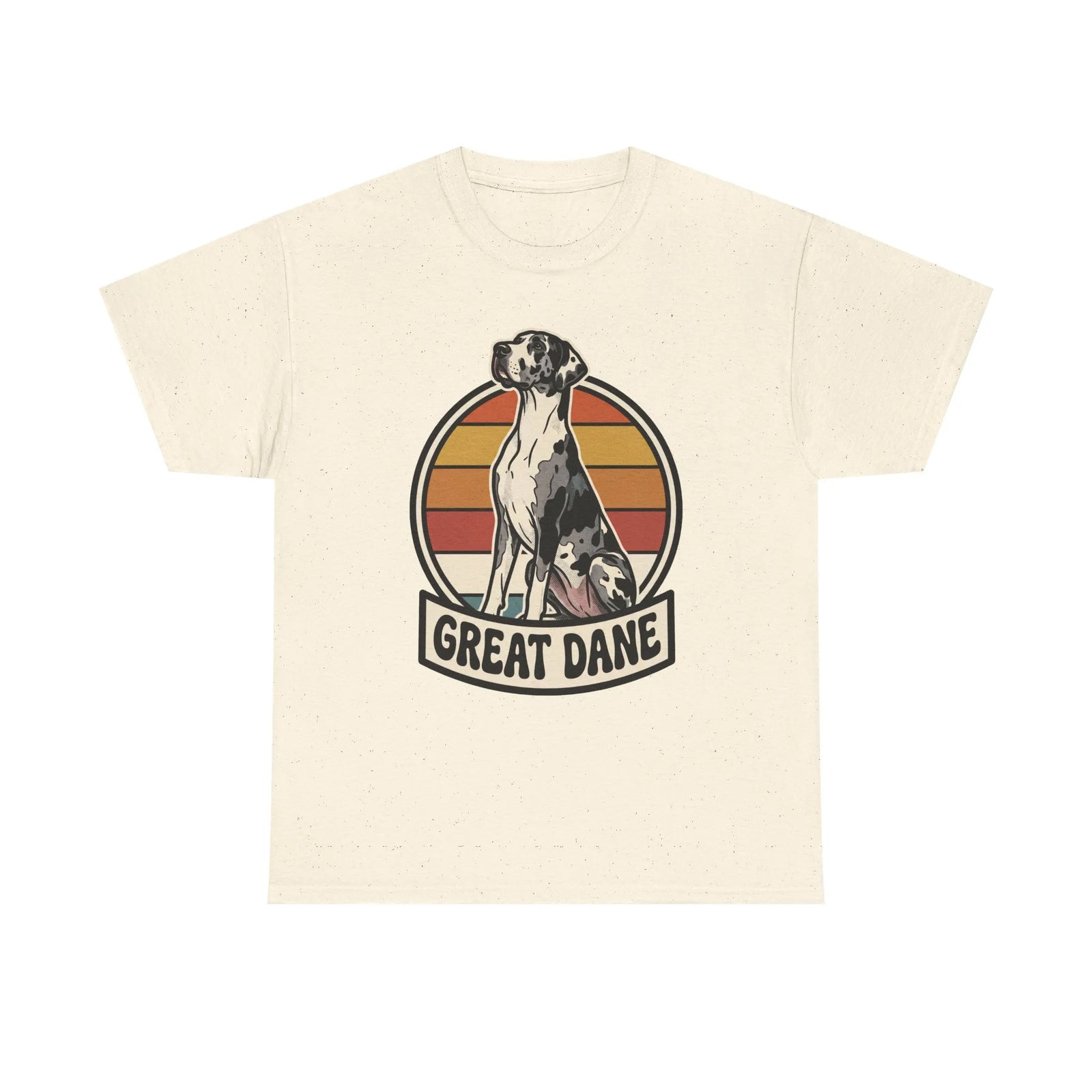 Great Dane Retro 70s Sunset Graphic T-Shirt - Heavy Cotton Classic Fit Tee - Unisex White