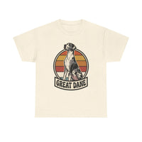 Great Dane Retro 70s Sunset Graphic T-Shirt - Heavy Cotton Classic Fit Tee - Unisex White