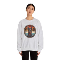 Doberman 70s Sunset Aviators Sweatshirt - Heavy Blend Fleece Crewneck - Unisex White