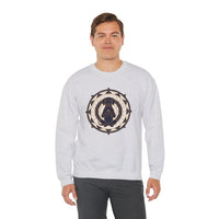 Meditating Dog Sacred Geometry Sweatshirt - Heavy Blend Fleece Crewneck - Unisex White