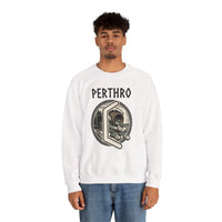 Perthro Rune Lot Cup Graphic Sweatshirt - Heavy Blend Fleece Crewneck - Unisex White
