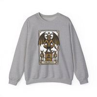 Devil Tarot Card Graphic Sweatshirt - Heavy Blend Fleece Crewneck - Unisex White