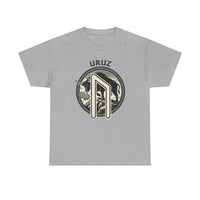 Uruz Runic Bull Graphic T-Shirt - Heavyweight Cotton Classic Fit Tee - Unisex White