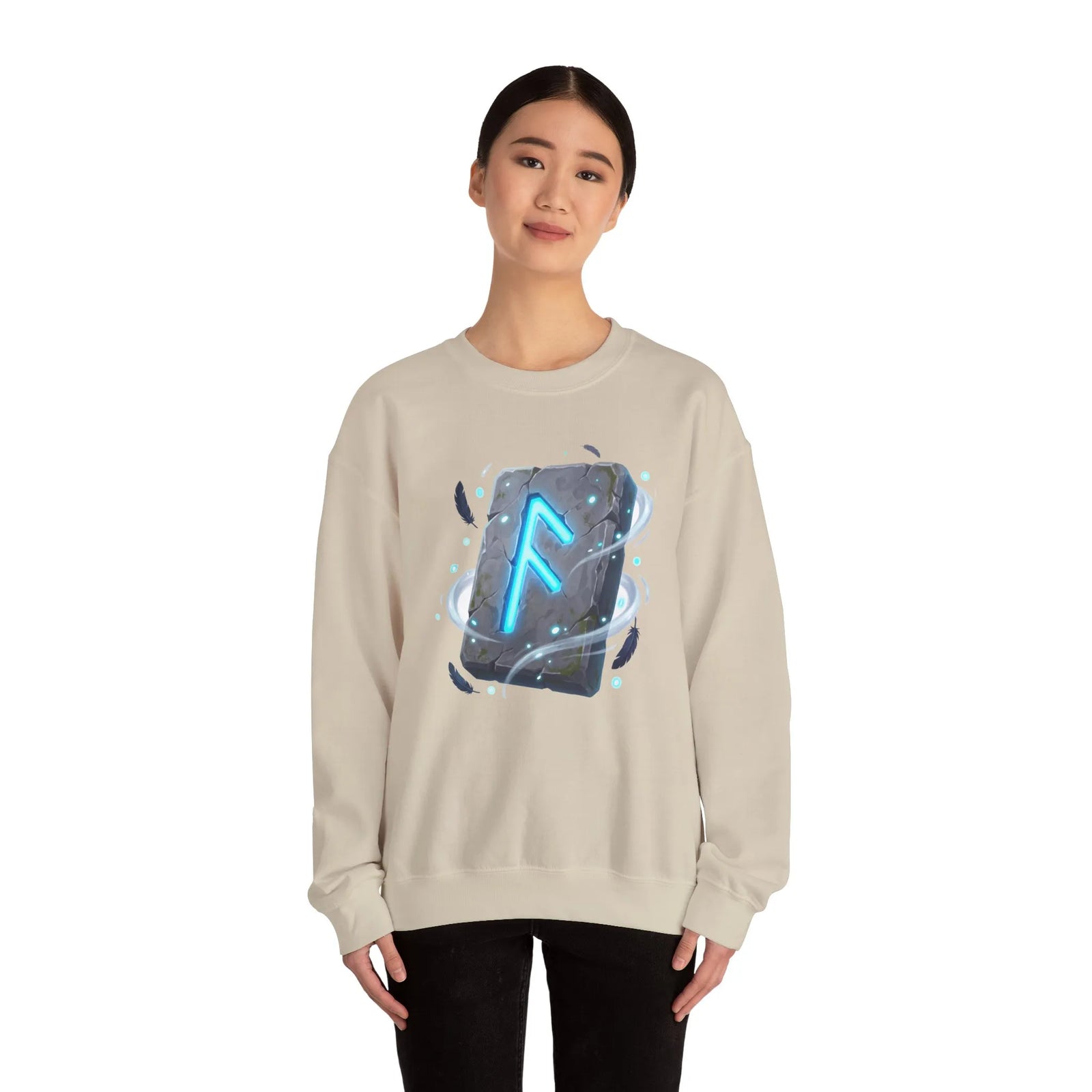 Ansuz Rune Divine Speech Graphic Sweatshirt - Heavy Blend Fleece Crewneck - Unisex White