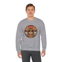 Bengal Cat Aviator Sunset Sweatshirt - Heavy Blend Fleece Crewneck - Unisex White