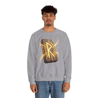 Raido Rune Journey Wheel Sweatshirt - Heavy Blend Classic Crewneck - Unisex White