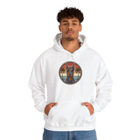 Doberman 70s Sunset Aviators Hoodie - Heavy Blend Fleece Pullover - Unisex White