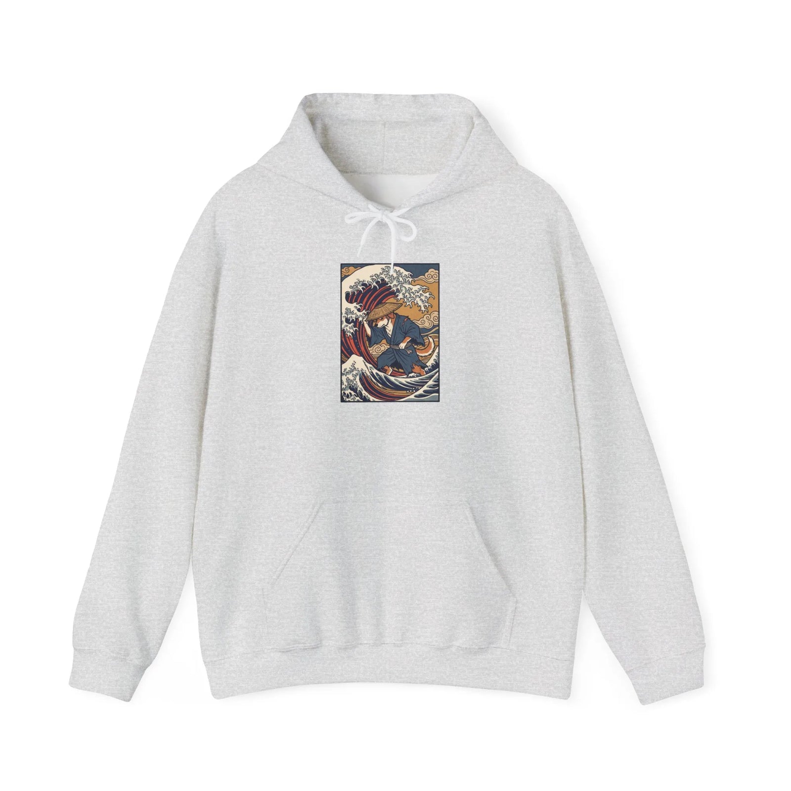 Ronin Wave Samurai Dog Hoodie - Heavy Blend Cotton Poly Fleece - Unisex White