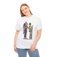 Bastet Sphynx Egyptian Pharaoh Cat T-Shirt - Heavy Cotton Classic Fit Tee - Unisex White