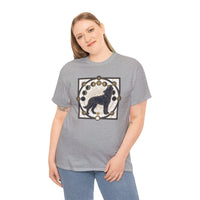 Sacred Geometry Spirit Dog Howl T-Shirt - Heavyweight Cotton Classic Fit Tee - Unisex White