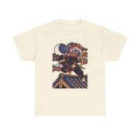 Ukiyo-e Samurai Cat Ninja T-Shirt - 100% Cotton Classic Fit Tee - Unisex White
