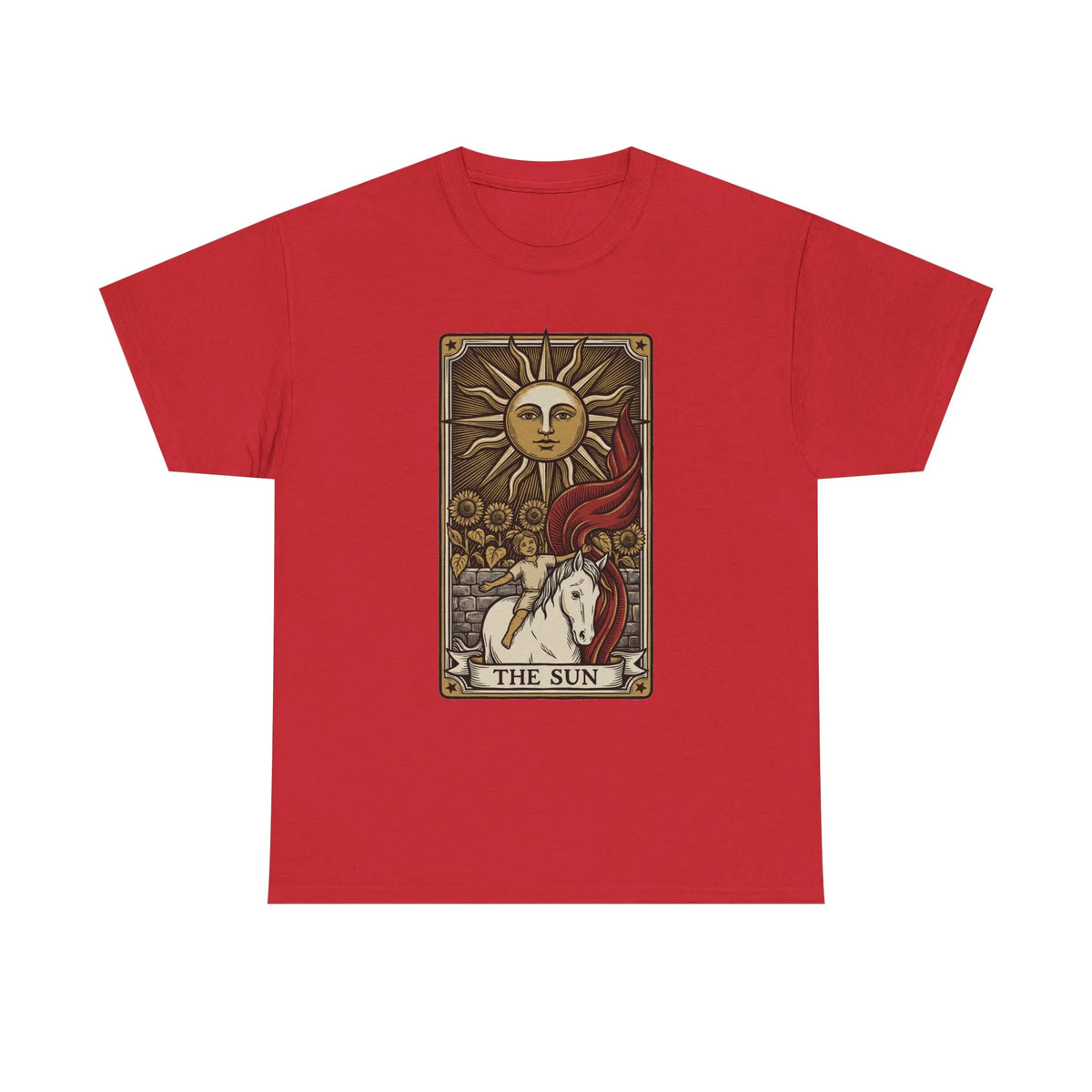Tarot The Sun Card T-Shirt - Medium Weight 100% Cotton Tee - Unisex White
