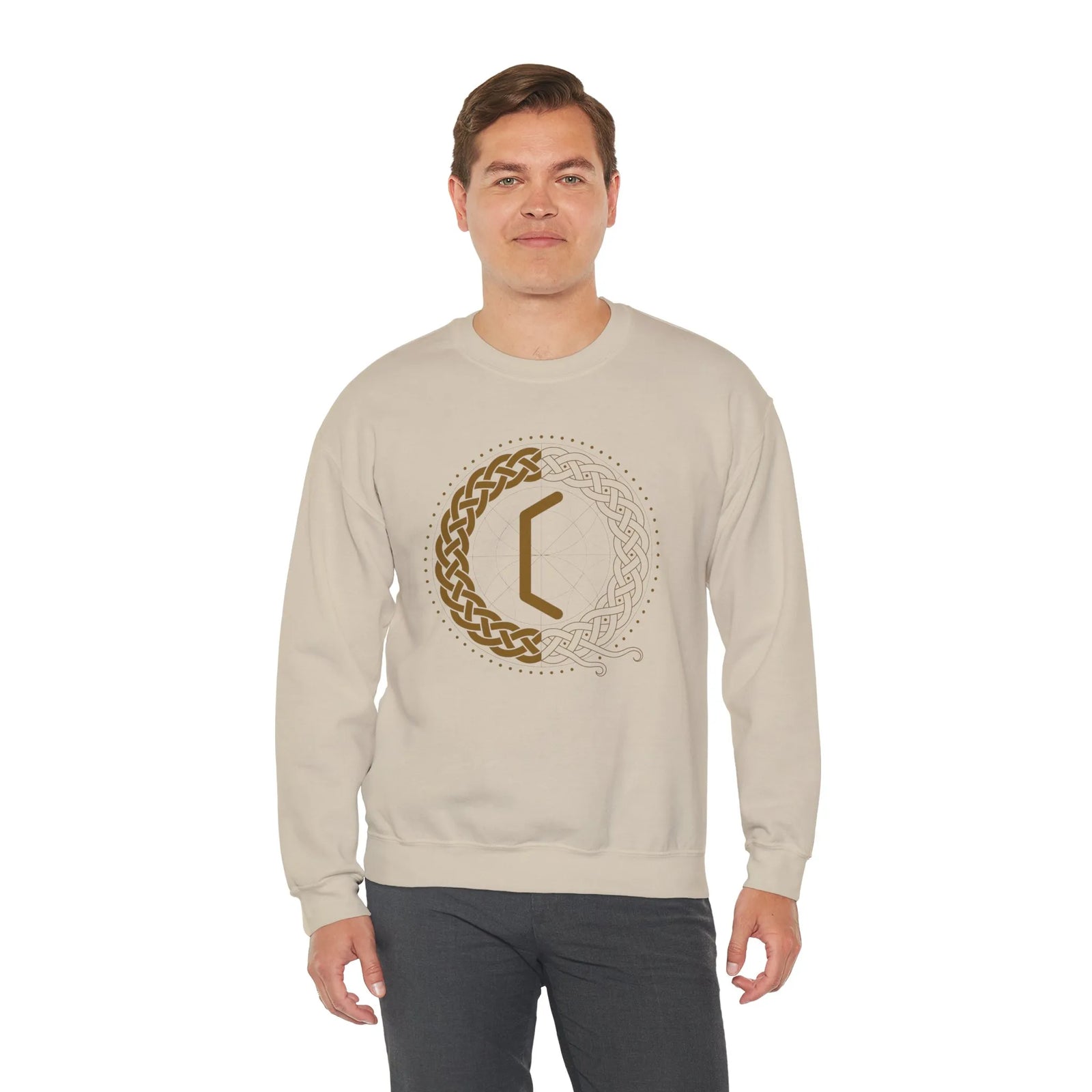 Perthro Rune Norse Mythology Sweatshirt - Heavy Blend Fleece Crewneck - Unisex White