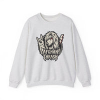 Headbanger Heavy Metal Dog Graphic Sweatshirt - Heavyweight Cotton Blend Fleece - Unisex White
